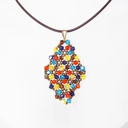 Pendant 45cm - Xochitl Rhombus M-Chocolate Leather - Pendant 45cm - Laiton bronze